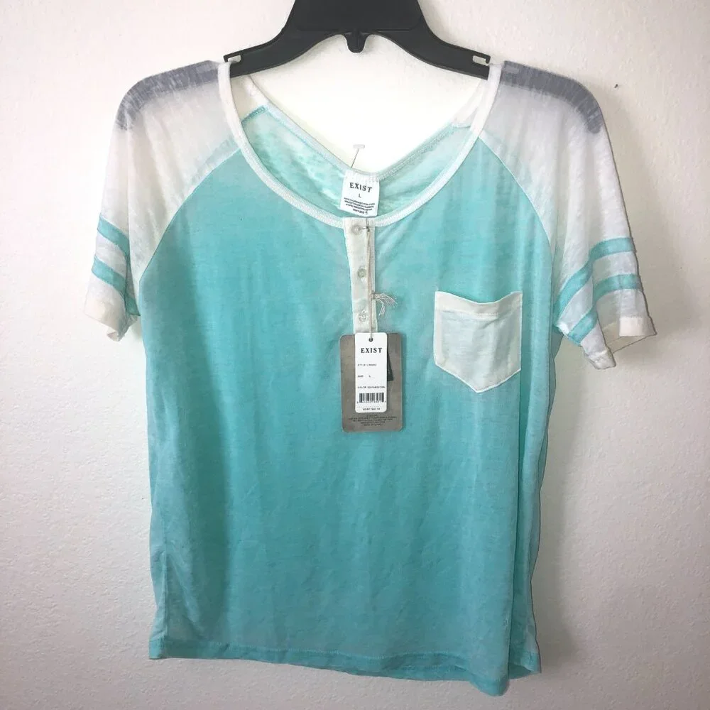 🌞 NWT Exist Burnout Tee Tshirt Women Seafoam Size Large 🌞 4/$20 Deal! 🌞 - Picture 3 of 4